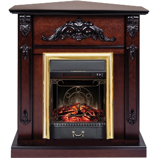 Электрокамин RealFlame Anita corner STD/EUG AO+Majestic Lux Brass 900 х 980 мм дуб античный